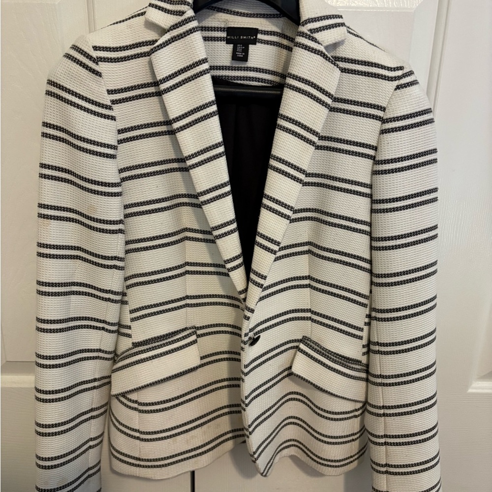Willi Smith Black and White Striped Blazer